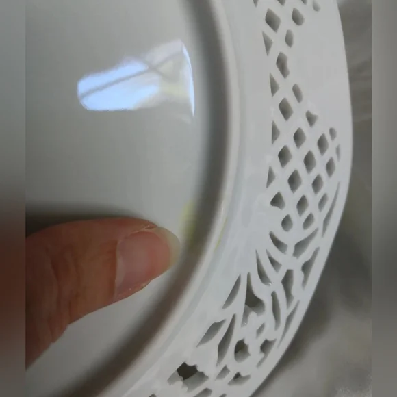 Vtg Oscar De La Renta 2 tier serving tray tidbit dessert blue floral tea party - Picture 11 of 12